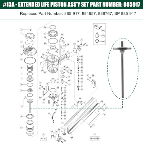 885917 Piston Driver Blade Part For NR90ADS1, NR90AD(S1),NR90ADS1M, NR90AD, NR90ADPR Framing Strip Nailer, Replaces 885-​917,884-​957,​ 885917, SP 885-917 Pistón by Aporozona - Image 4