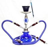 Narghilè 27 cm, omaggio 8 carboncini e 10 boccagli igenici, scegli il colore preferito (blu 2 tubi 30cm)