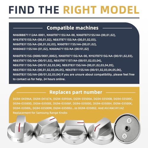 AMI PARTS DG94-03500A/Z Fit for Samsung Gas Stove Knob Replacement (5PCK) and DG94-03500U Gas Stove Knobs-Models NX60T8111SS NX60T8311SS NX60T8711SS for Samsung Oven Stove knobs by AMI PARTS - Image 4