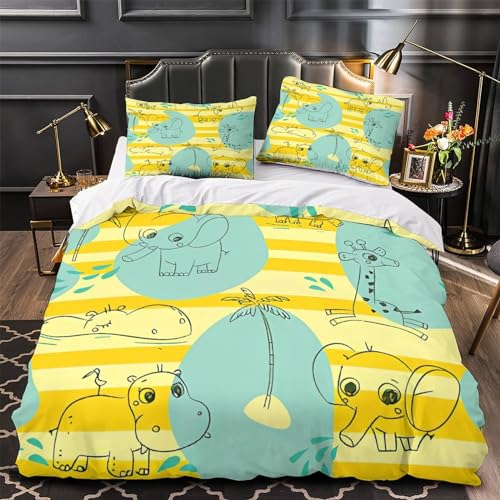 Housse de couette microfibre 3D rhinocéros fermeture éclair - 4