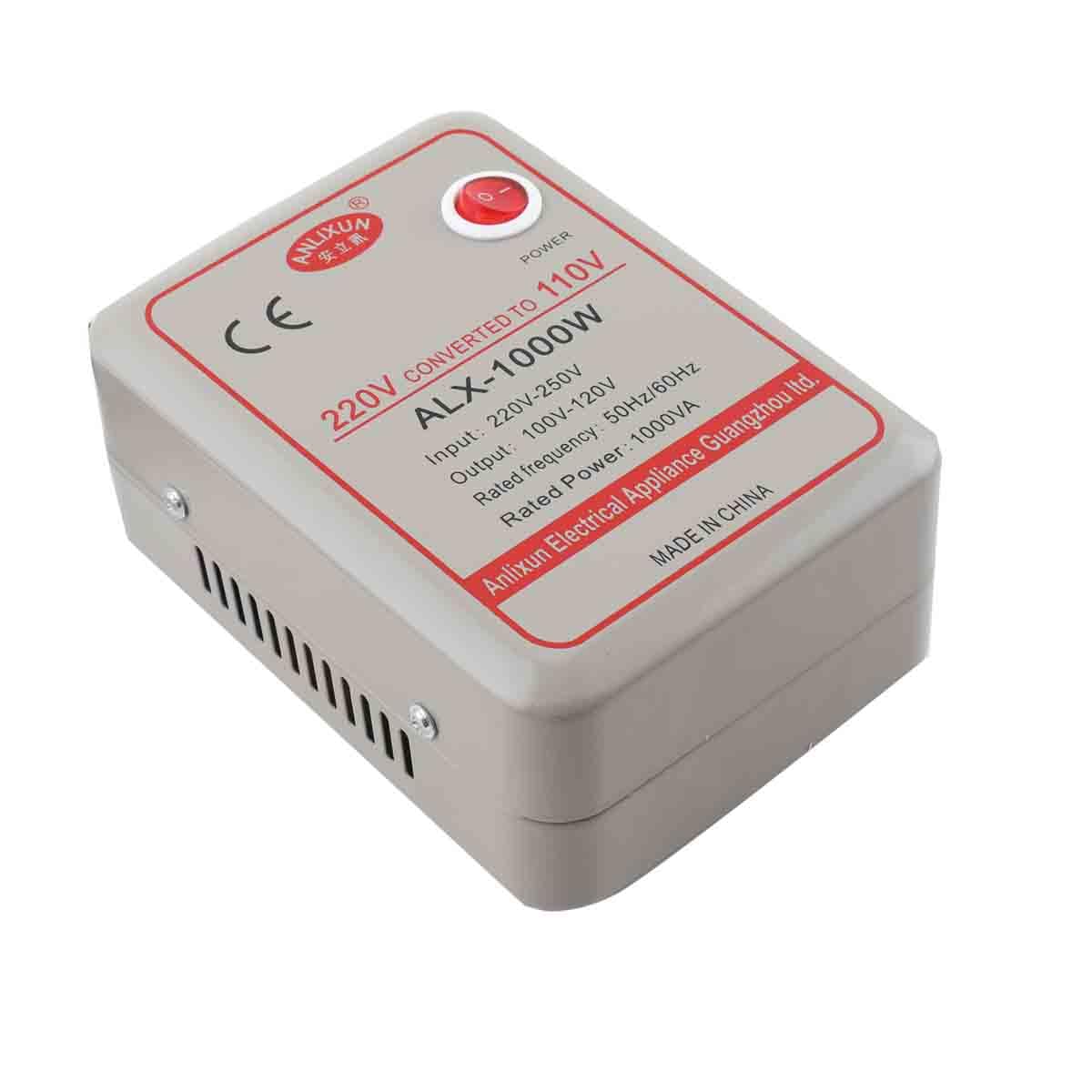 Trasformatore Step-down 1000VA 220V-250V a 100V-120V, Convertitore di Tensione Compatto con Protezioni Multiple per Viaggio e Dispositivi Elettronici