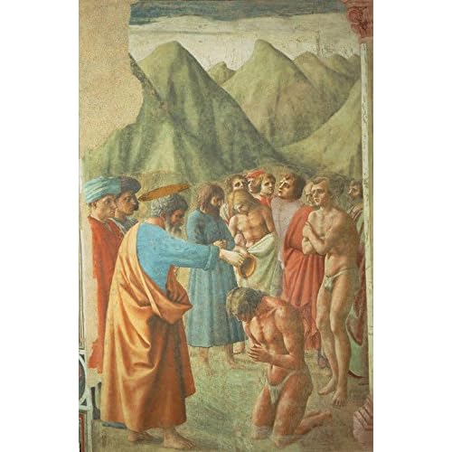 The Baptism of the Neophytes by Masaccio - 18" x 27" Premium Canvas Print