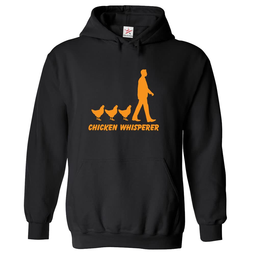 Stars And Stripes Boys Black Chicken Whisperer Classic Unisex Kids Funny Pullover Hoodie (2Xs, 9_11 Years)