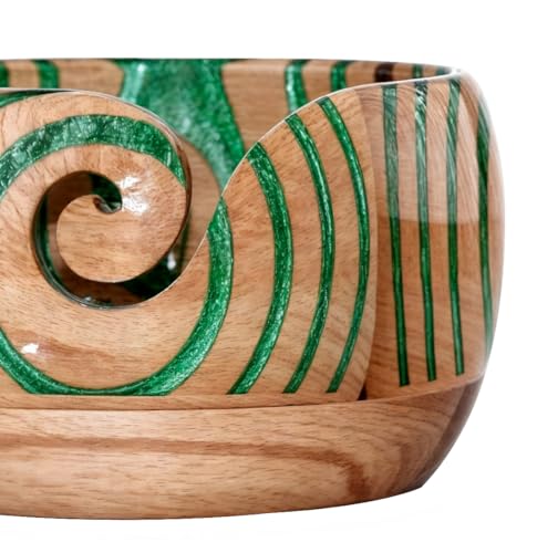 Image of Wooden Yarn Bowl for Knitting Yarn Bowl for Crocheting, Yarn Storage Bowl to Prevent Slipping, Wooden Yarn Holder, Best Gift for Crochet (#Design-1)