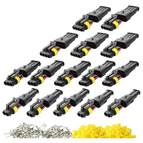 15 Kit Car Waterproof Wire Connectors,Zuzer Reinforced PA66 Nylon Housing 1.5mm Series Auto electrical Connectors 2 3 4 Pin Plug Cover