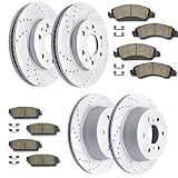 Front and Rear Drilled and Slotted Brake Rotors Ceramic...