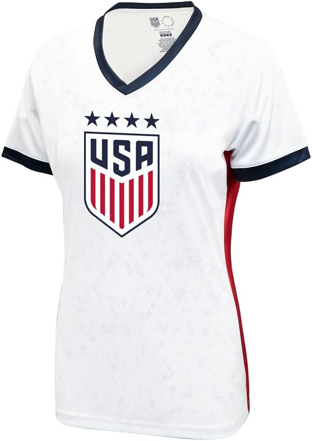Icon Sports Official Licensed U.S. Soccer 4 Star USWNT Players Women's Game Day Shirts Elite Tee Top