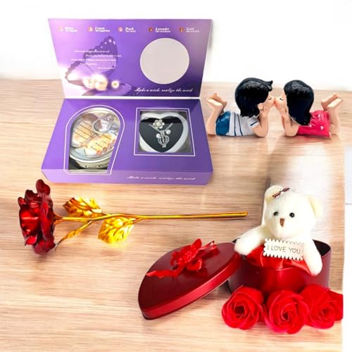 Saudeep India Valentine Day Gift for Women Girls Wife Girlfriend | Romantic Gift for Her | Elegant Love Present for Valentine’s Day | Cute Decorative Surprise Gift to Loved One (Valentine's Complete Combo)