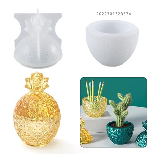 Pineapple Jar Resin Molds Silicone Storage Resin Molds, Pudding Jar Silicone Mold With Lid For Diy Storage Bottle, Candle Holder, Candy Container, Home Decor #TOP5