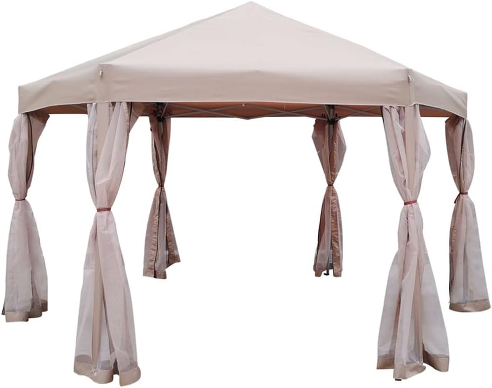 13 Ft. W X 13 Ft. D X 9.2ft Gazebo Tent Outdoor Canopy Hexagonal Canopies Pergolas 6 Sided for Garden Backyard