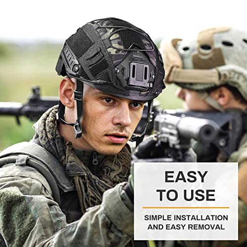 Tacsnake Tactical Airsoft Paintball Fast Helmet With Helmet Cover, Pj Type Tactical Multifunctional Protective Nvg Mount For Multicam Military Sports Hunting Shooting #TOP4