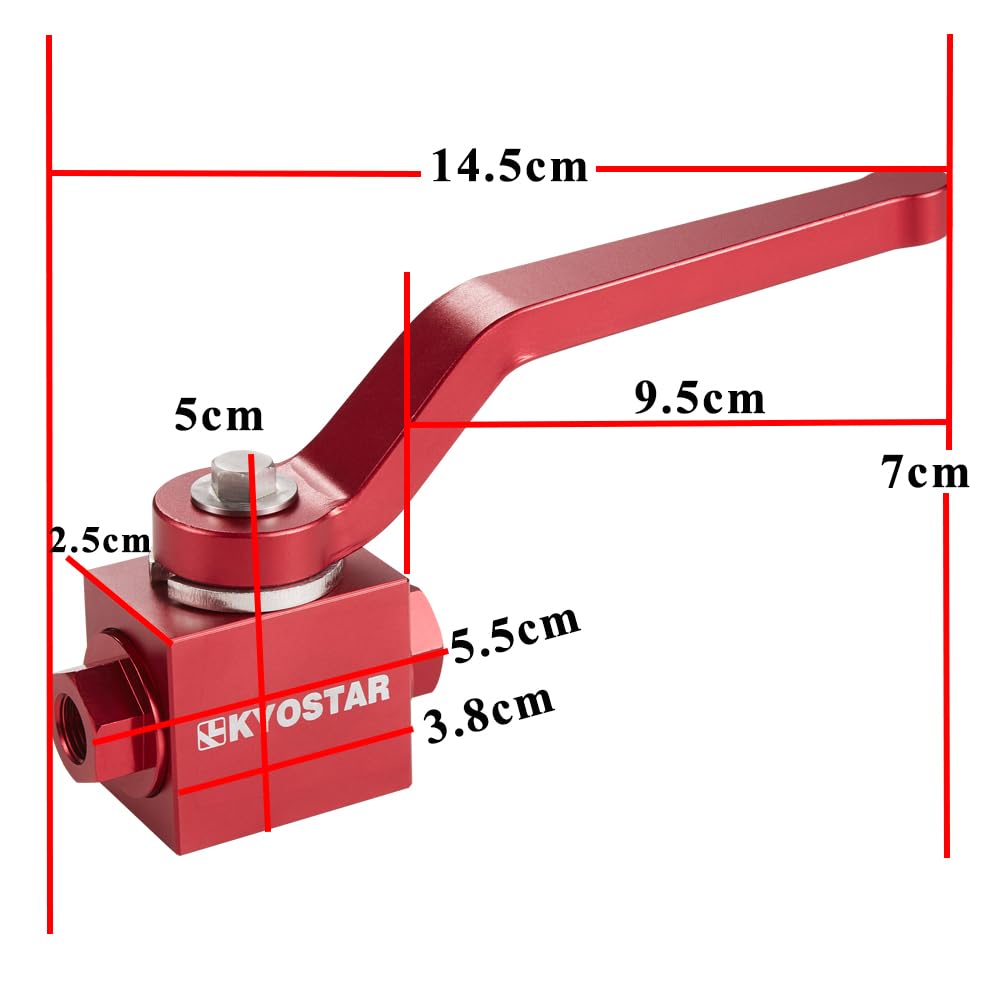 KYOSTAR 1/8 Zoll NPT-Absperrventil, Aluminium-Bremsleitungssperre, Absperrventil, Rot