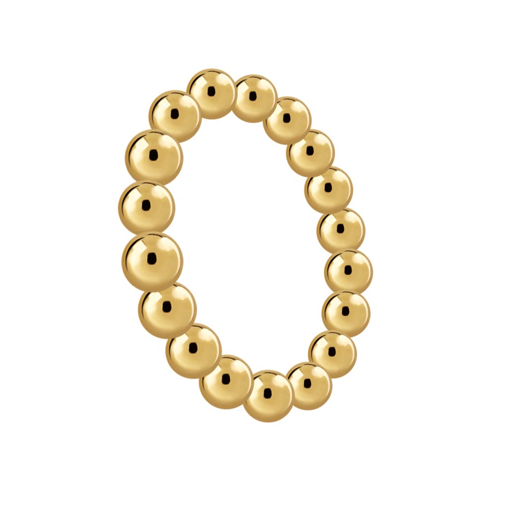 VIORET VIORET- Anillo para Mujer de Bolitas Chapado en Oro de 18k (Medida de 16,7 a 17,1 mm que equivale a Talla 12. Formado por colitas de 3 a 4 mm)
