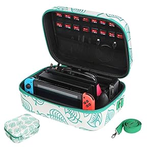 Glamgen Carrying Storage Case for Nintendo Switch,Hard Shell Travel Cases Fits Complete Switch System Console,Switchs Dock,Pro Controller,AC Adapter Cable,Animal Crossing Pattern