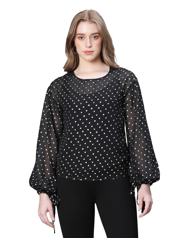 oxolloxo Women Lurex Print Roudn Neck Long Sleeve Top-picture-52