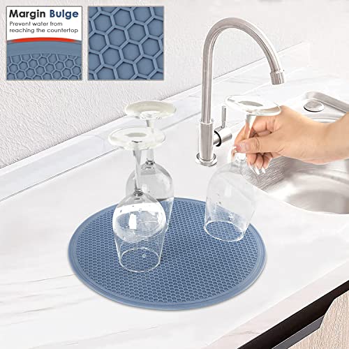 Image of Extra Large Silicone Microwave Mat & Food Cover- Mat as Bowl Holder, Cover for Splatter Guard, Multi-Use Silicone Trivet Pot Holders, Drying Mat for Kitchen Counter, 12 inchHeat Resistant Mat, Blue 2Pack