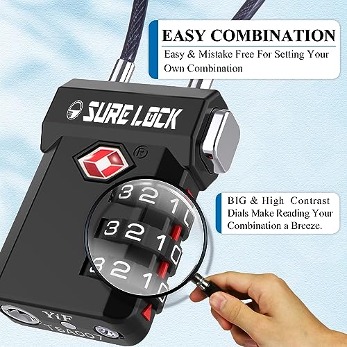 SURE-LOCK-TSA-Approved-Luggage-Locks-Open-Alert-Easy-Read-Dials-Travel-Luggage-Locks-for-Suitcase-Baggage-LocksBlack-1-Pack