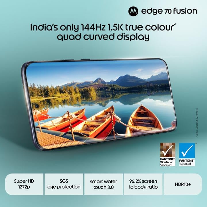 Image of Motorola Edge 70 Fusion 5G (Pantone Blue Surf, 8GB RAM, 128GB Storage) | AI Features | 6.78-inch 144Hz AMOLED | Snapdragon 7s Gen 4 | 50MP + 13MP Camera | 32MP Selfie | 7000mAh | 68W TurboPower