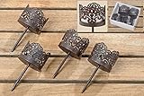 4 schöne Teelichtstecker aus Metall, dunkelbraun, Höhe ca. 9 cm