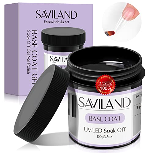 Saviland 100g Top Coat Grande Capacità No Wipe Top Coat Semipermanente Trasparente Smalto Gel Soak Off UV LED per Casa Salone per Unghie Fai Da Te Manicure
