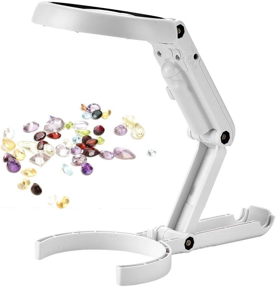 Magnifying Glass with Light, Acrylic Handheld and Table Magnifying Glass 8 LED Illuminated Lighted Magnifier for Macular Degeneration, Seniors Reading, Soldering, Inspection, Coins, Jewelry, Exploring