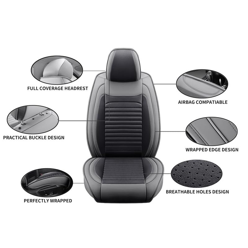 Image of Seat Covers Full Set Fit for Chevy /Chevrolet HHR 2006-2011, Gray&Black