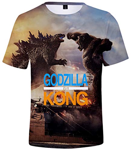 Silver Basic Camiseta de Godzilla vs Kong para Niños y Hombres Cosplay de Godzilla Camiseta de Verano de Manga Corta Camiseta King Kong S,46King Kong vs Godzilla-1