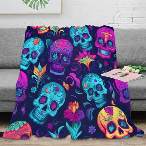 Couverture Sugar Skulls chaude et infroissable en microfibre douce - 2