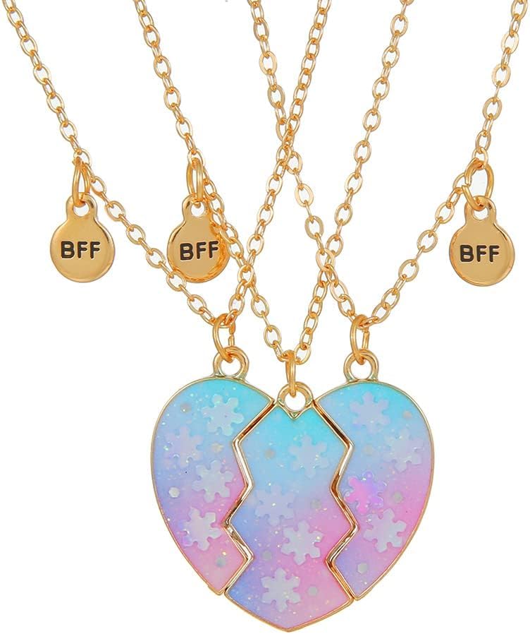 COOLive Best Friend Necklaces for 3 Matching Heart Pendant Magnetic Bff Friendship Necklace