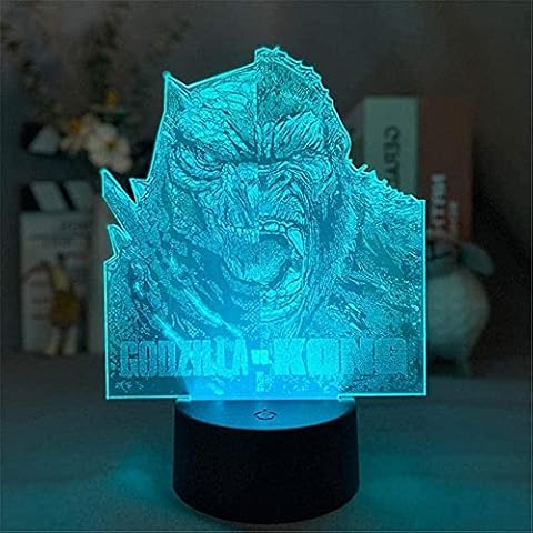 GEZHF 3D Optical Illusion Lamp 3D Night Light 16 Colors Dimmable USB Powered Touch Control with Remote Creative Gifts for Boys Age 10-Godzilla Cover