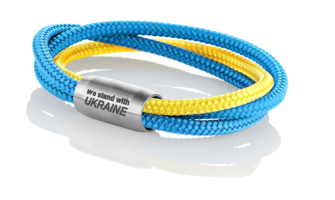 Maritimes Seemannsgarn Segeltau Armband Ukraine, 8mm, inklusive gravierter Verschluss, 50% spenden wir