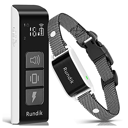Rundik Dog Training Collar, Rechargeable Training Collar for Dogs with Mini-Sized Remote, 3 Safe Modes Waterproof & Long Distance Control Dog Bark Collar for Small/ Medium/ Large Dogs