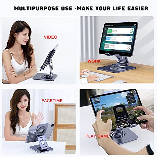 Qll 360° Rotating Foldable Tablet Stand For Desk, Sturdy Aluminum Alloy Ipad Holder For Office, Commercial, Business, Retail Kiosk Store, Kitchen, Compatible With All Cell Phones&Tablets 4-13'' #TOP4