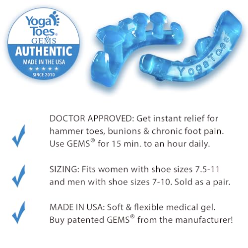 Image of YogaToes GEMS: Gel Toe Stretcher & Separator - America's Choice for Fighting Bunions, Hammer Toes (Size Small fits Shoe Sizes W: 7 and Over /M: 7 and Over) Sold as Pair (Pack of 2)