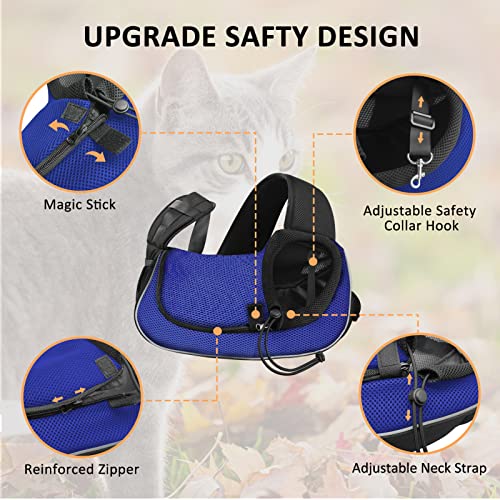 Image of Gloppie Small Dog Sling Carrier for 5lb Dogs Breathable Puppy Sling Hands Free Travel Cat Carrier Klein Blue S