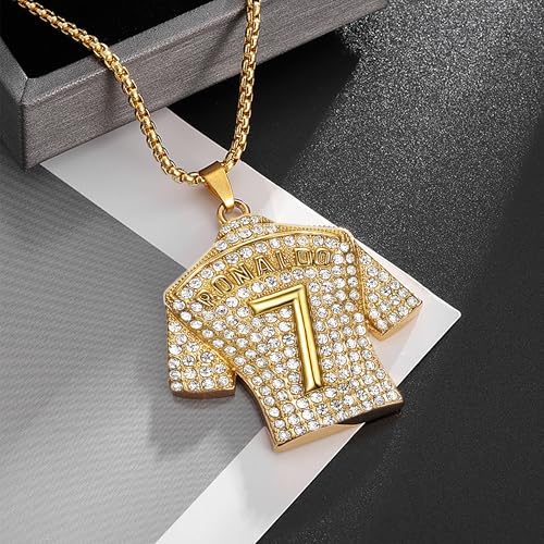 Number 7 Soccer Jersey Pendant Necklace, No.7 Soccer Jersey Ball Necklace for Men Women Gold Silver Number Football Necklace Rock Football Player Charm Jewelry3