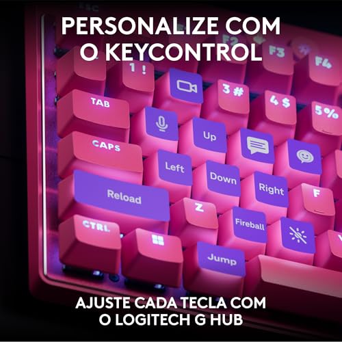 Teclado Gamer Com Fio Logitech G PRO X TKL RAPID com layout US, Switches Magnético- analógicos, Modo Rapid Trigger, Acionamento Ajustável, e RGB LIGHTSYNC - Magenta - Imagem 6