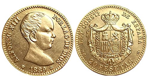 Preisvergleich Produktbild Münze 1889 Spanien - 20 Peseten / Pesetas - Alfonso XIII Replica