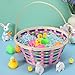 JOYIN Easter Bamboo Basket Colorful Round Woven Goodie Empty Candy Gift Basket with Folding Handle for Girls Boys Easter Egg Hunt Party Favors Decorations Treats Gift Packing(7.7
