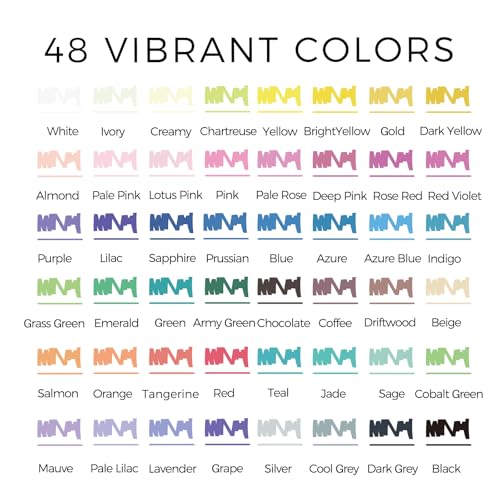 Artecho Acrylstifte 48 Farben mit Stoffbeutel, 0.5-5mm Wasserfester Dual Tip Marker (Pinsel und feine Spitze), mit doppelten Enden für Rock Painting, Glas, Papier, Ei, Leinwand, Keramik, DIY Crafts
