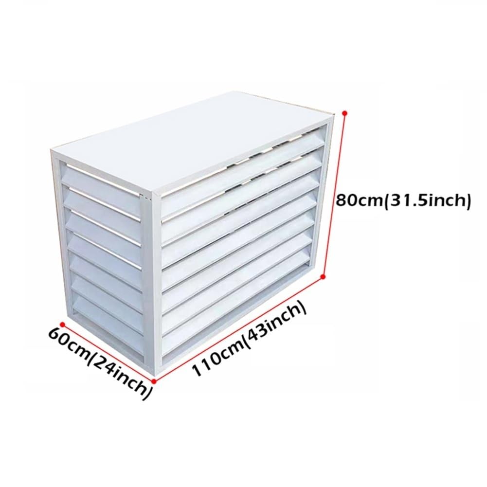Aluminiowa Osłona Klimatyzatora do Jednostek Zewnętrznych, Ekran Prywatności Chłodnicy do Domu, Stojak na Kwiaty Roślinne (Color : White, Size : 110x80x60cm)