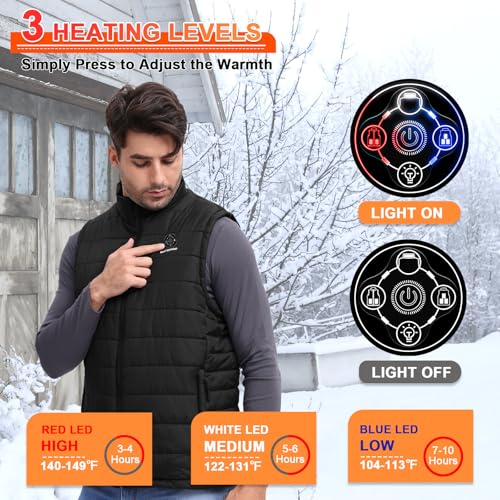 SNOW LEOPARD Heated Vest for Men with Battery Pack Included, 16000mAh 7.4V Rechargeable Men's Heated Vest3