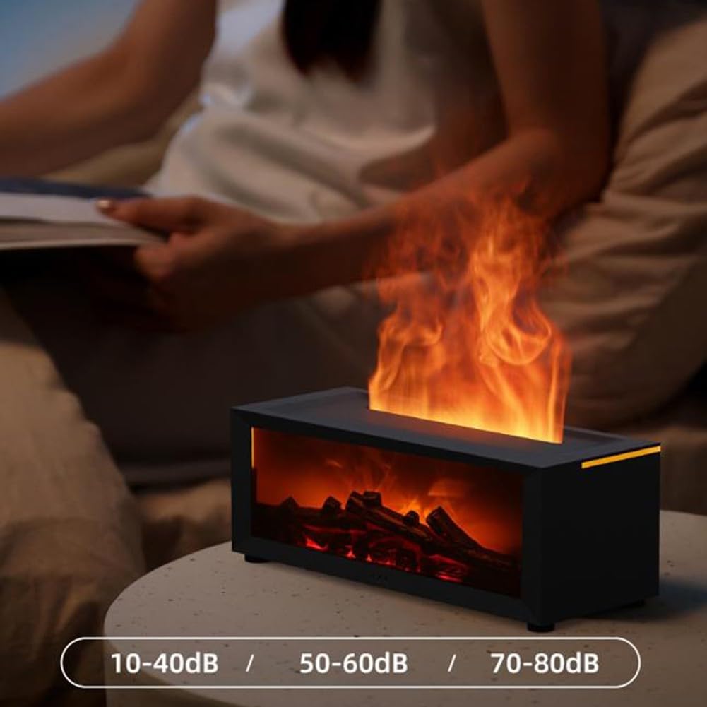 ZYWUOY Diffuseur de cheminée, diffuseur d'arôme de flamme 3D, humidificateur coloré avec télécommande, modes d'éclairage doubles, pour la maison et le bureau (noir)