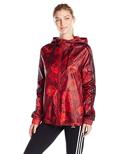 adidas Originals Women's Originals Windbreaker, Red Floral, Medium
