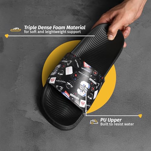 Image of YOHO Sliders for Men | Comfortable and Lightweight Slides | WB Cartoon & Comic Characters: Batman,Superman,Tom & Jerry,Rick & Morty,Big Bang Theory, Friends and Scooby Doo for Boys