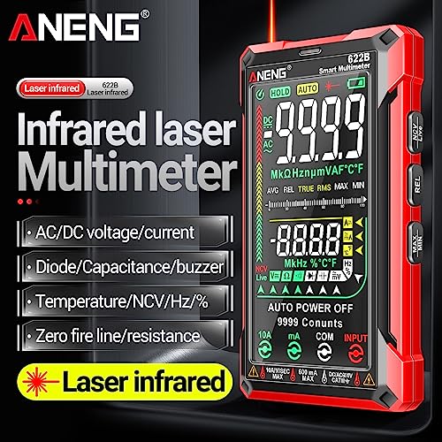 Image of Multimeters, Digital Multimeter Tester Smart Touch Auto-Ranging 9999 Counts Rechargeable -Burning Ohm Amp Voltmeter with DC /AC Current Voltage Resistance Capacitor Frequency Temperature