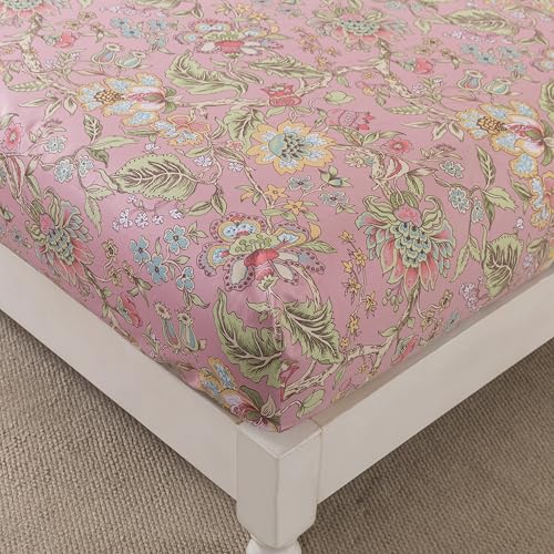 Image of FADFAY King Sheet Set 4Pcs 100% Egyptian Cotton Bed Sheets Deep Pocket Soft Breathable Vintage Misty Pink French Country Bedding Shabby Cottagecore Floral Bedding Luxury Hotel Quality for All Seasons