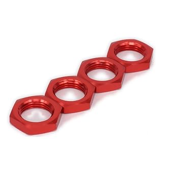 RCAWD Alloy Arrma 17 mm Wheel Nut Thread 1.0 for 1/7 Inch Arrma 6s Notorious Kraton Outcast Typhon Talion Infraction Limitless Felony Upgraded Parts (Red) Pack of 4 Red
