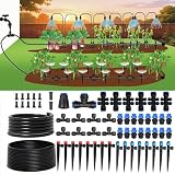 DANGZW 230FT Drip Irrigation System Kit, Quick Push-to-Connect Auto Garden Watering Irrigation System with 33FT 1/2'' & 197FT 1/4'' Tubing, Adjustable Dripper Sprayers for Raised Bed, Lawn, Greenhouse