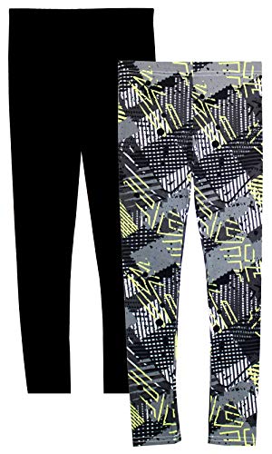 Girls Fashion Print Full-Length High Waist Leggings, Multipack (Large)2